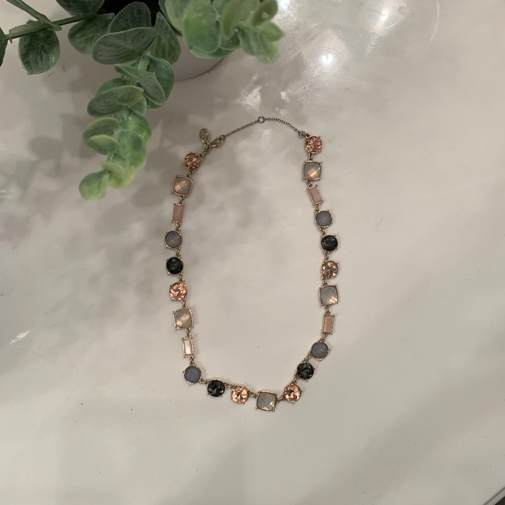 LOFT Multi-Color Stone Necklace with Gold-Tone Chain